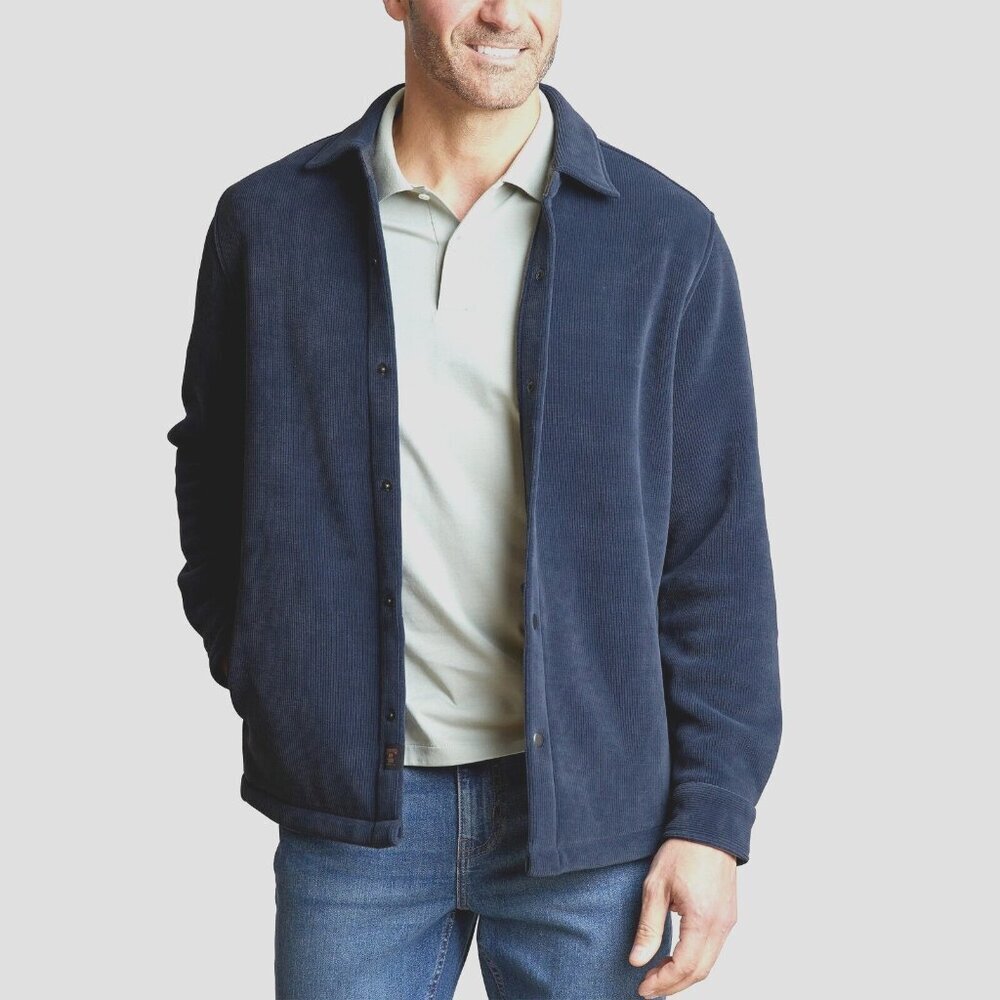 Copper & Oak Men's XL Corduroy Shirt Jacket Gray Blue  i1701